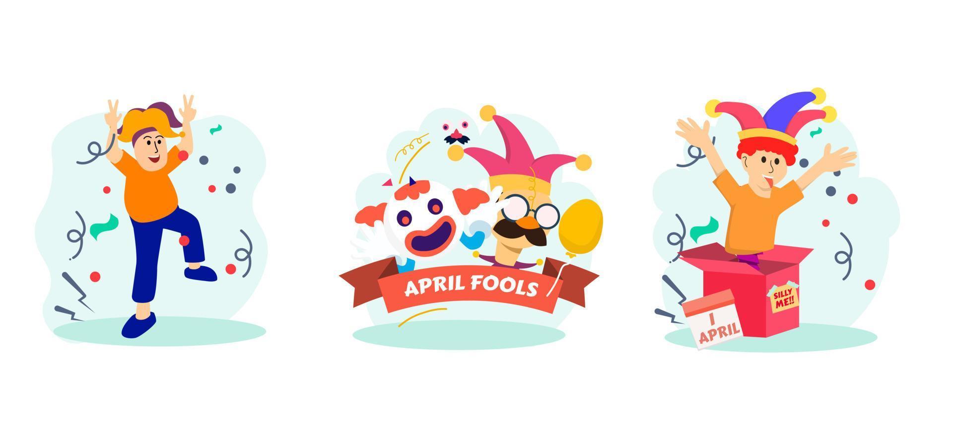 April Fools Flat Bundle Design vector