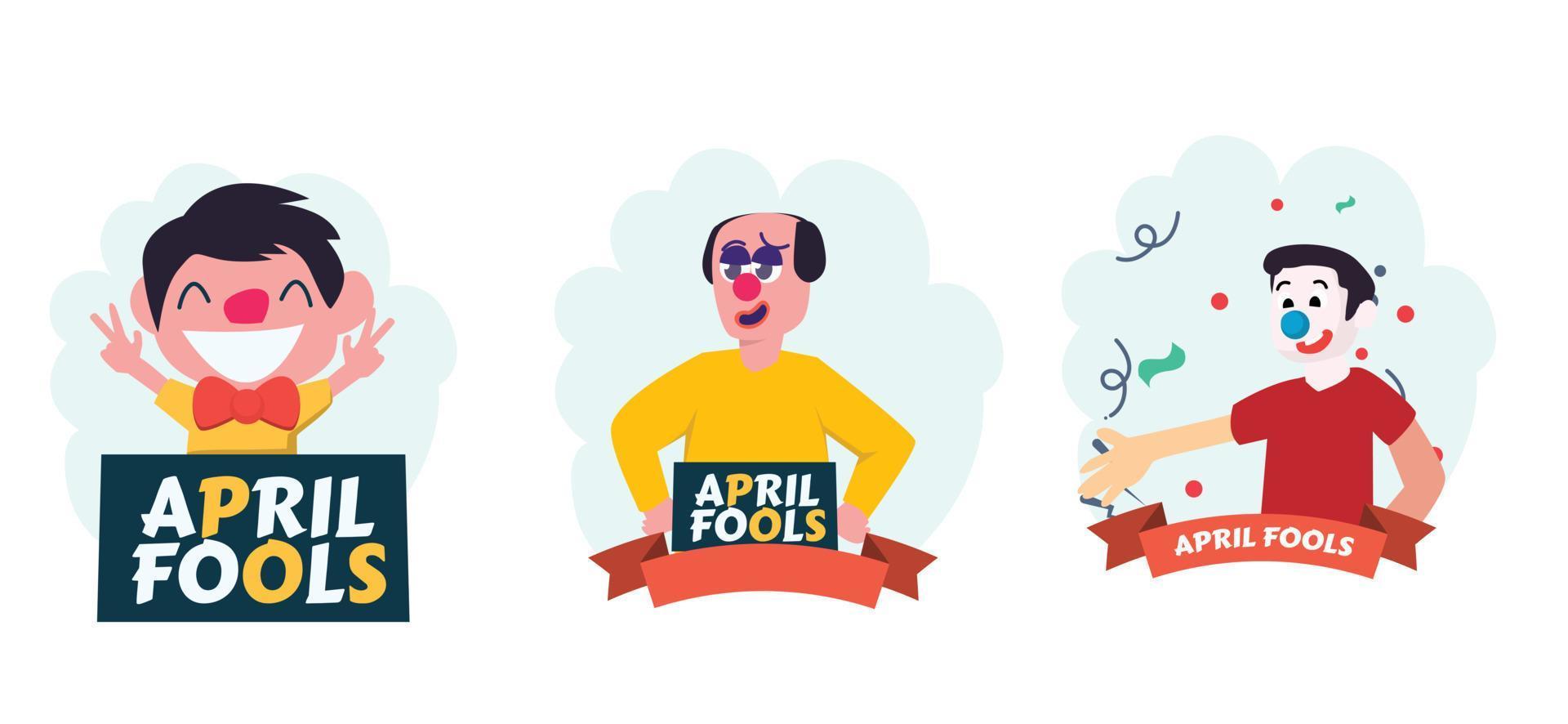 April Fools Flat Bundle Design vector