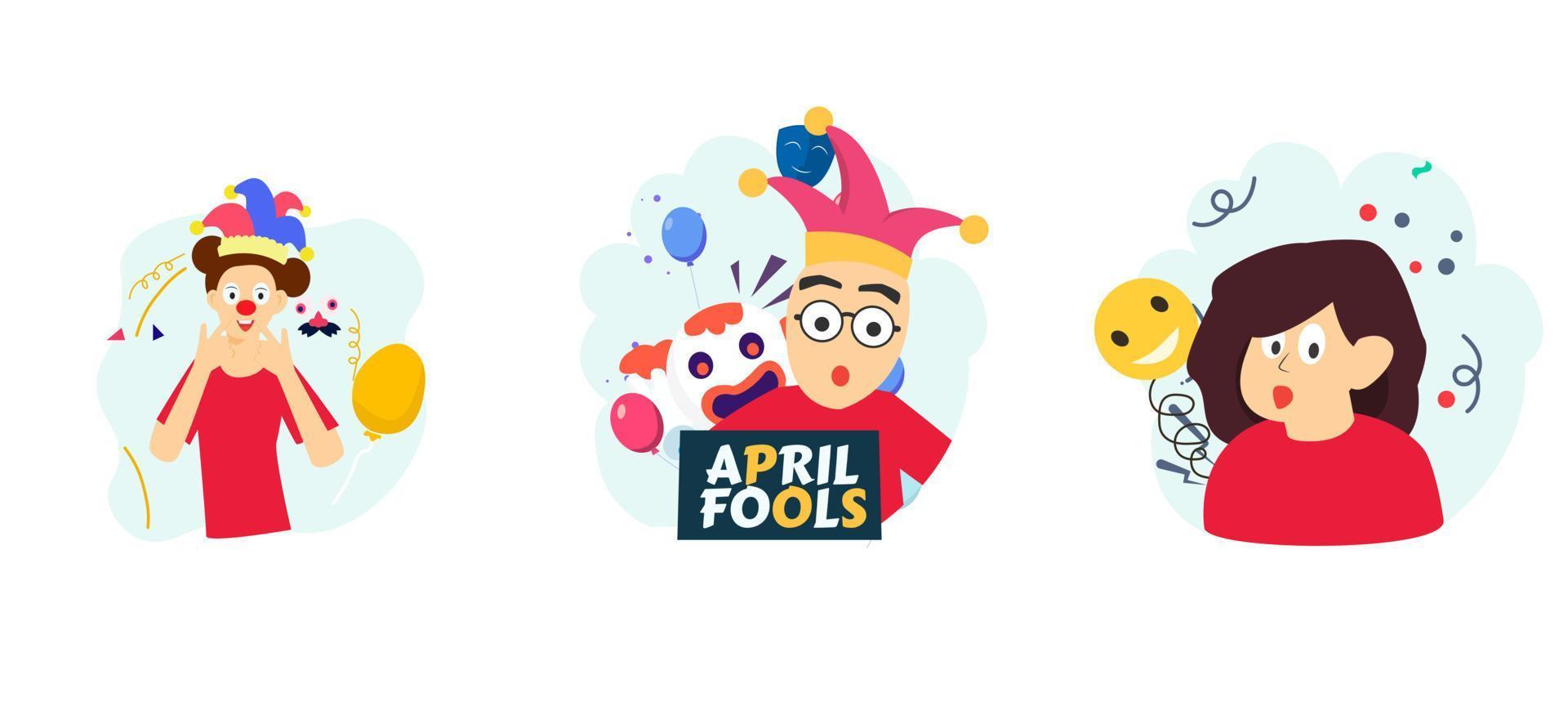 April Fools Flat Bundle Illustration vector