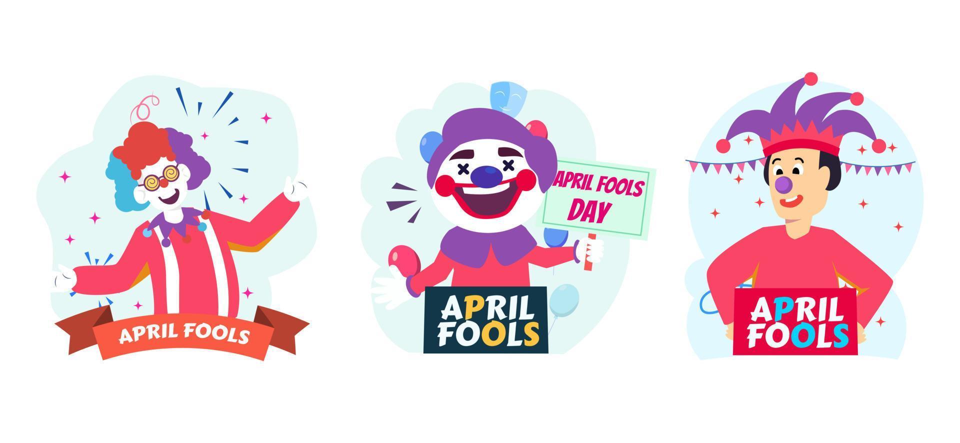 April Fools Punning Flat Bundle Illustration vector