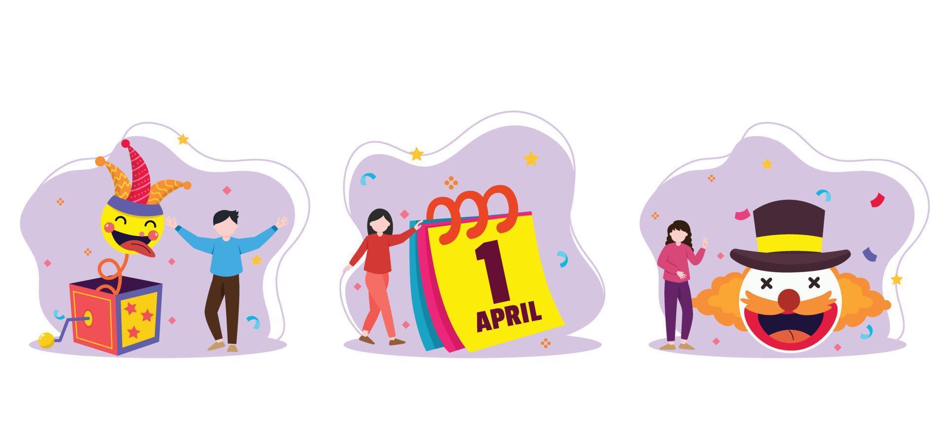 April Fools Bundle Flat Design vector