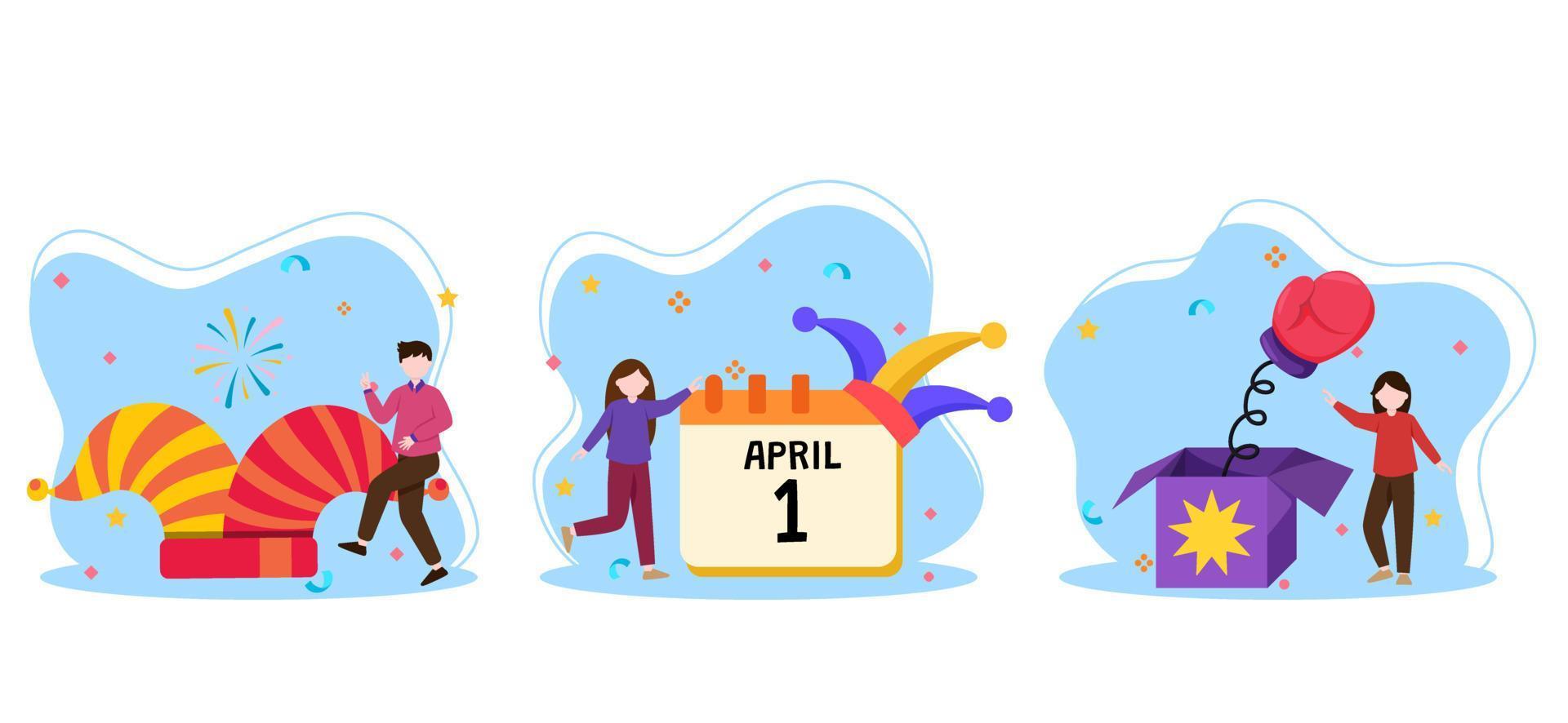 April Fools Flat Bundle Illustration vector