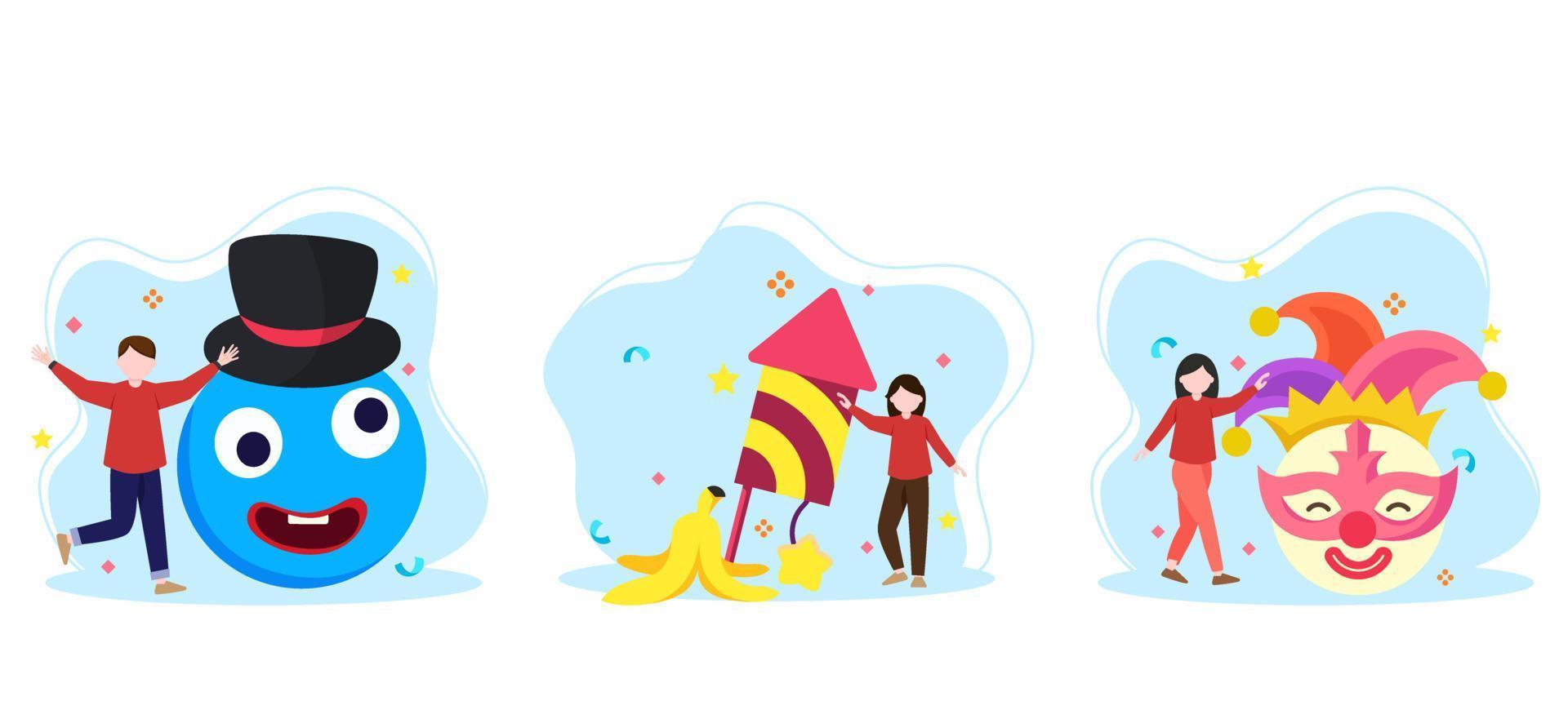 April Fools Flat Bundle Illustration vector