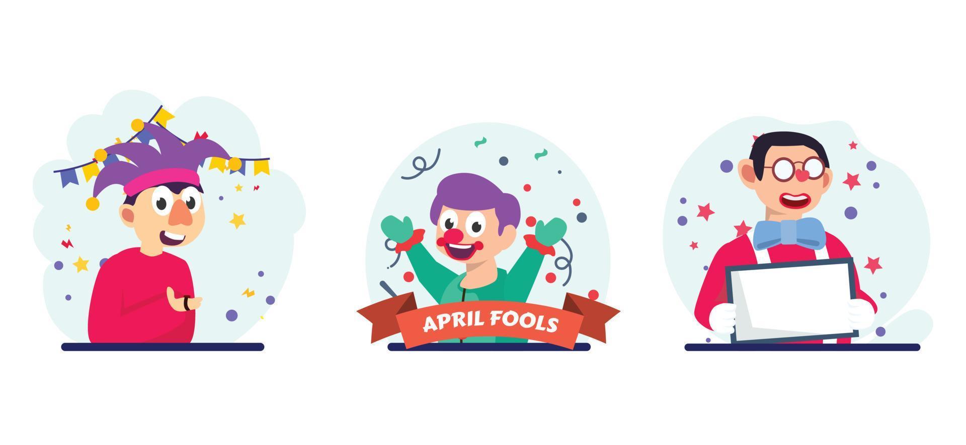 April Fools Bundle Flat Illustration vector