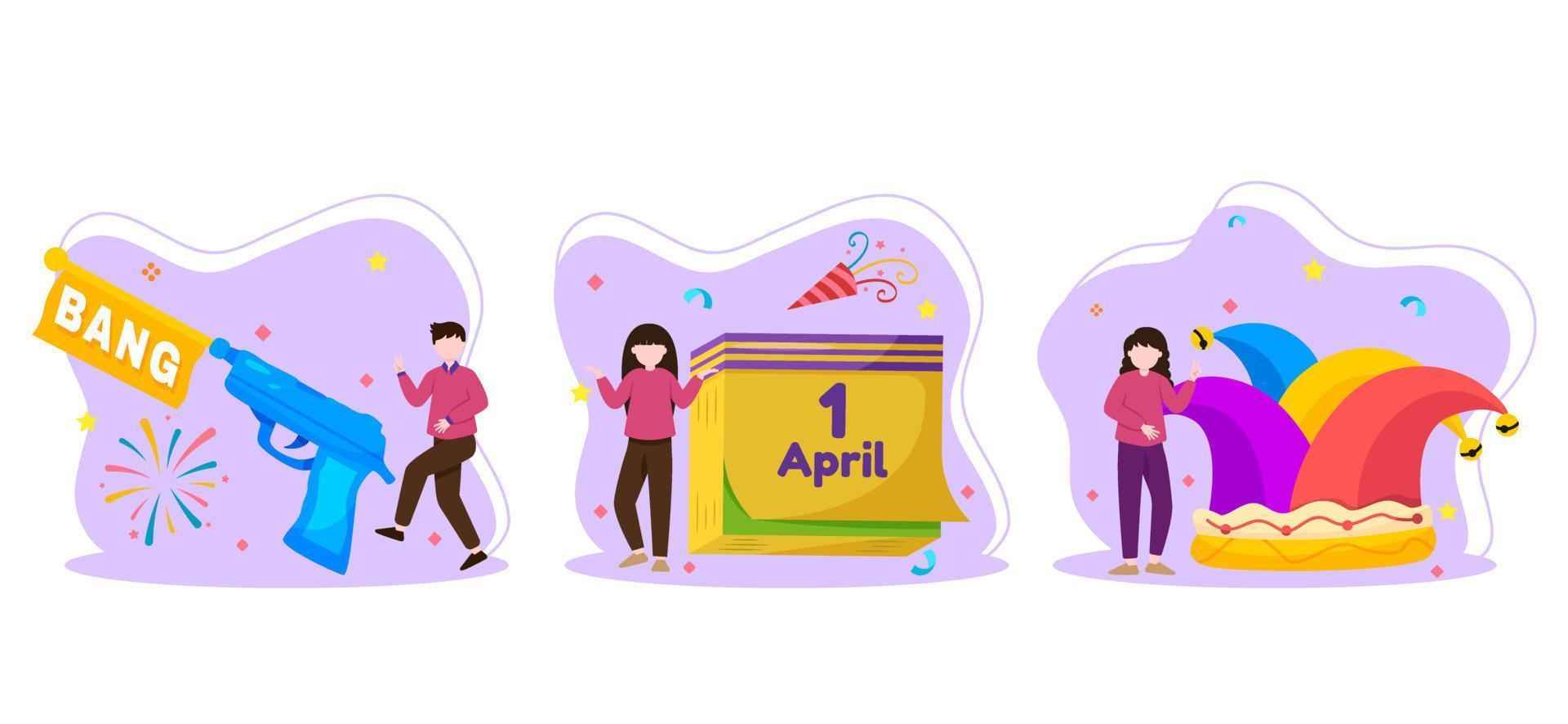 April Fools Bundle Flat Illustration vector