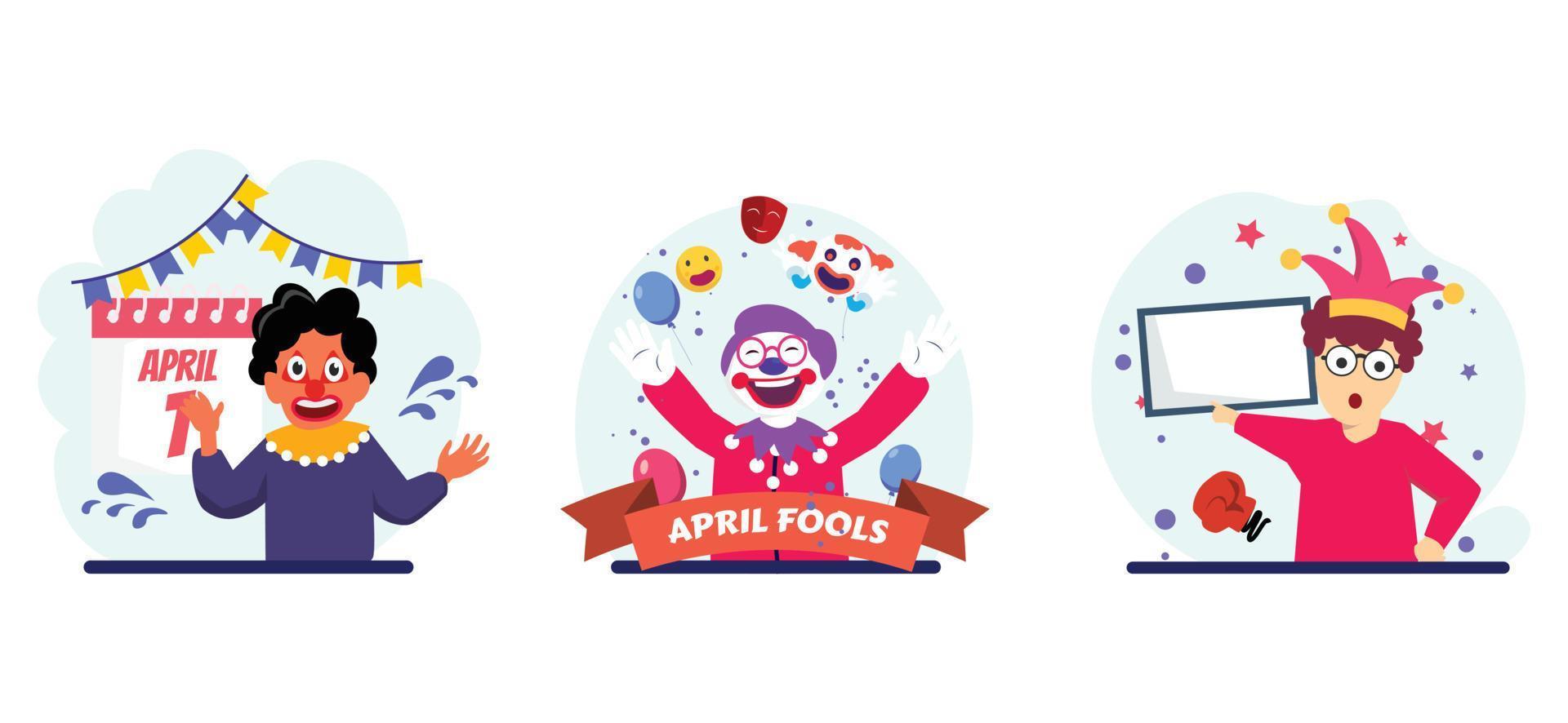 April Fools Bundle Flat Illustration vector