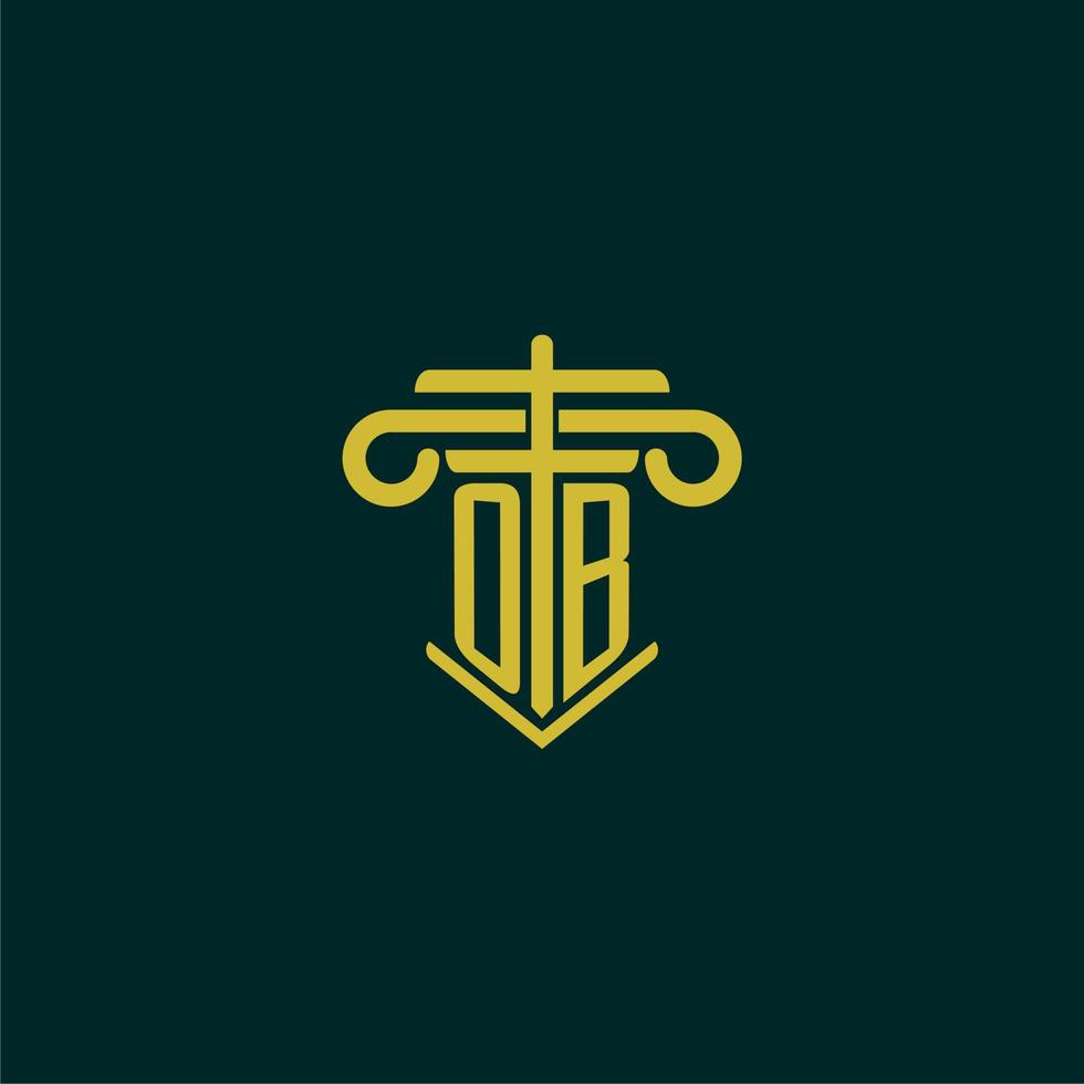 OB initial monogram logo design for law firm with pillar vector image