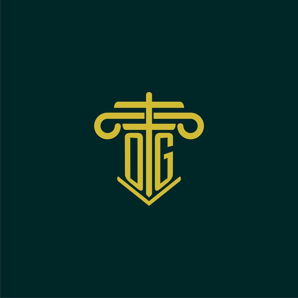 OG initial monogram logo design for law firm with pillar vector image