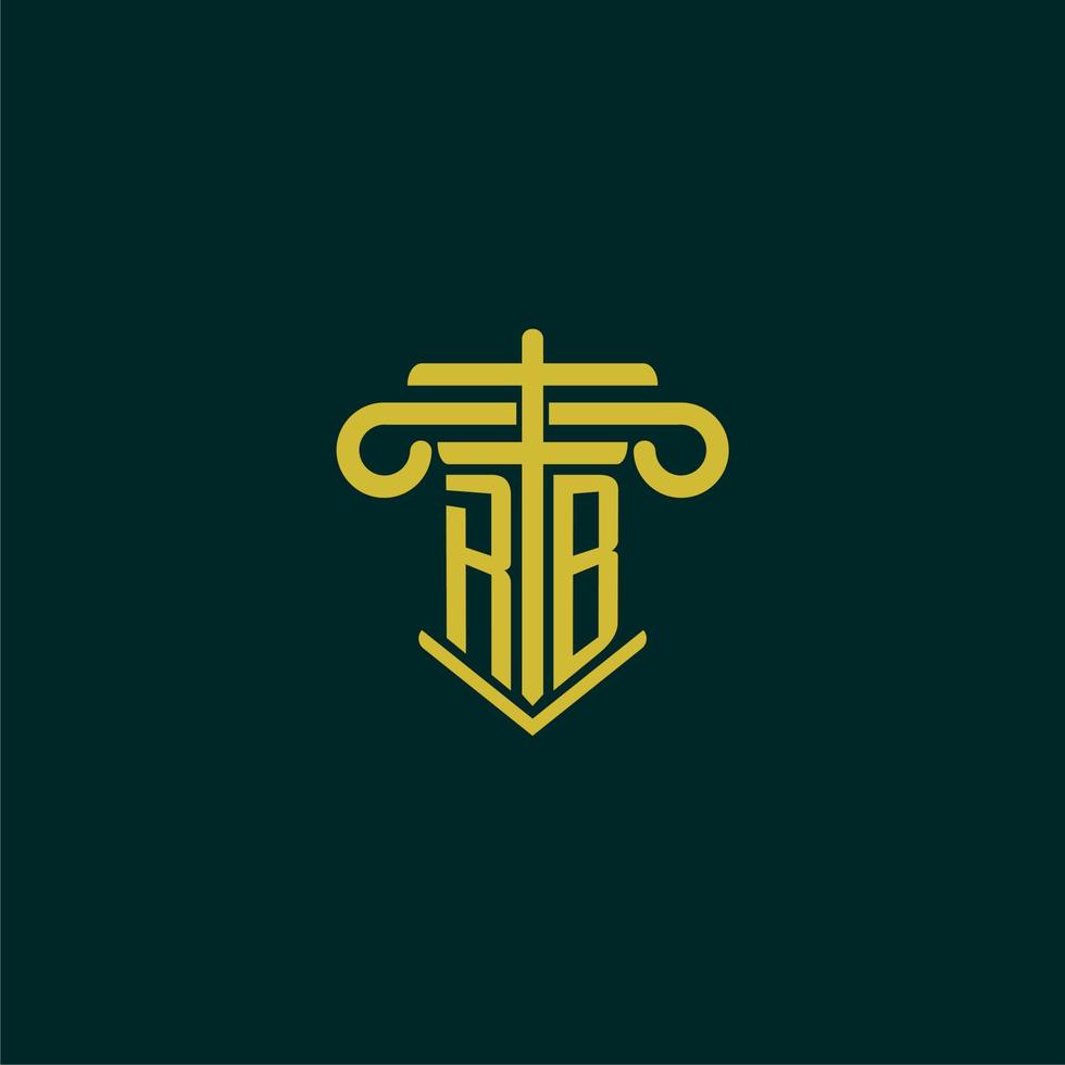 RB initial monogram logo design for law firm with pillar vector image