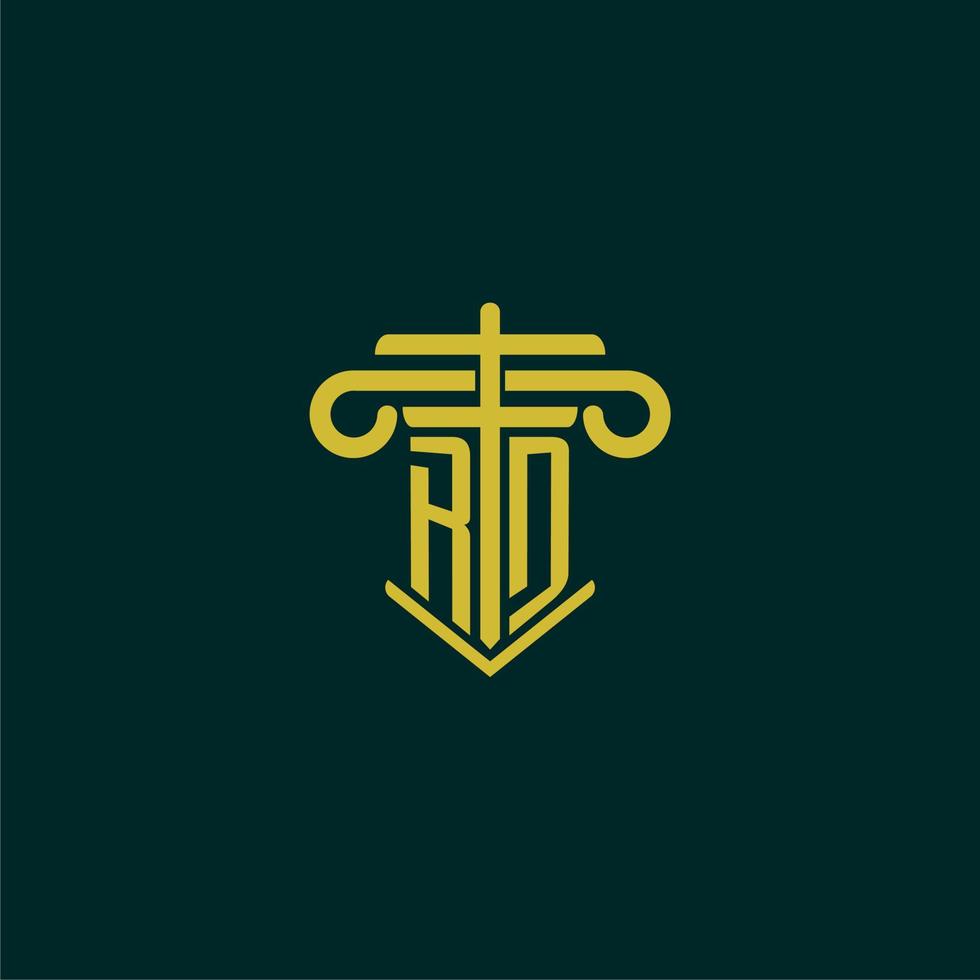 RD initial monogram logo design for law firm with pillar vector image