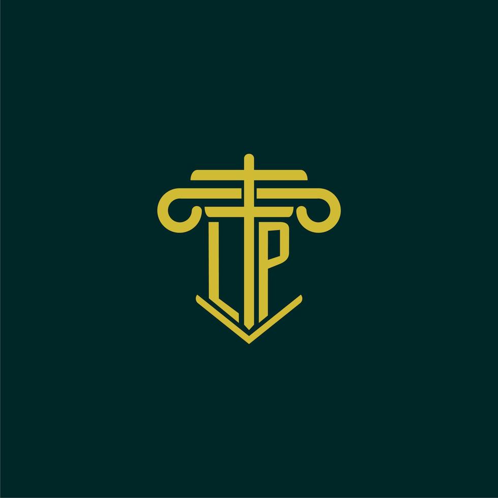 LP initial monogram logo design for law firm with pillar vector image