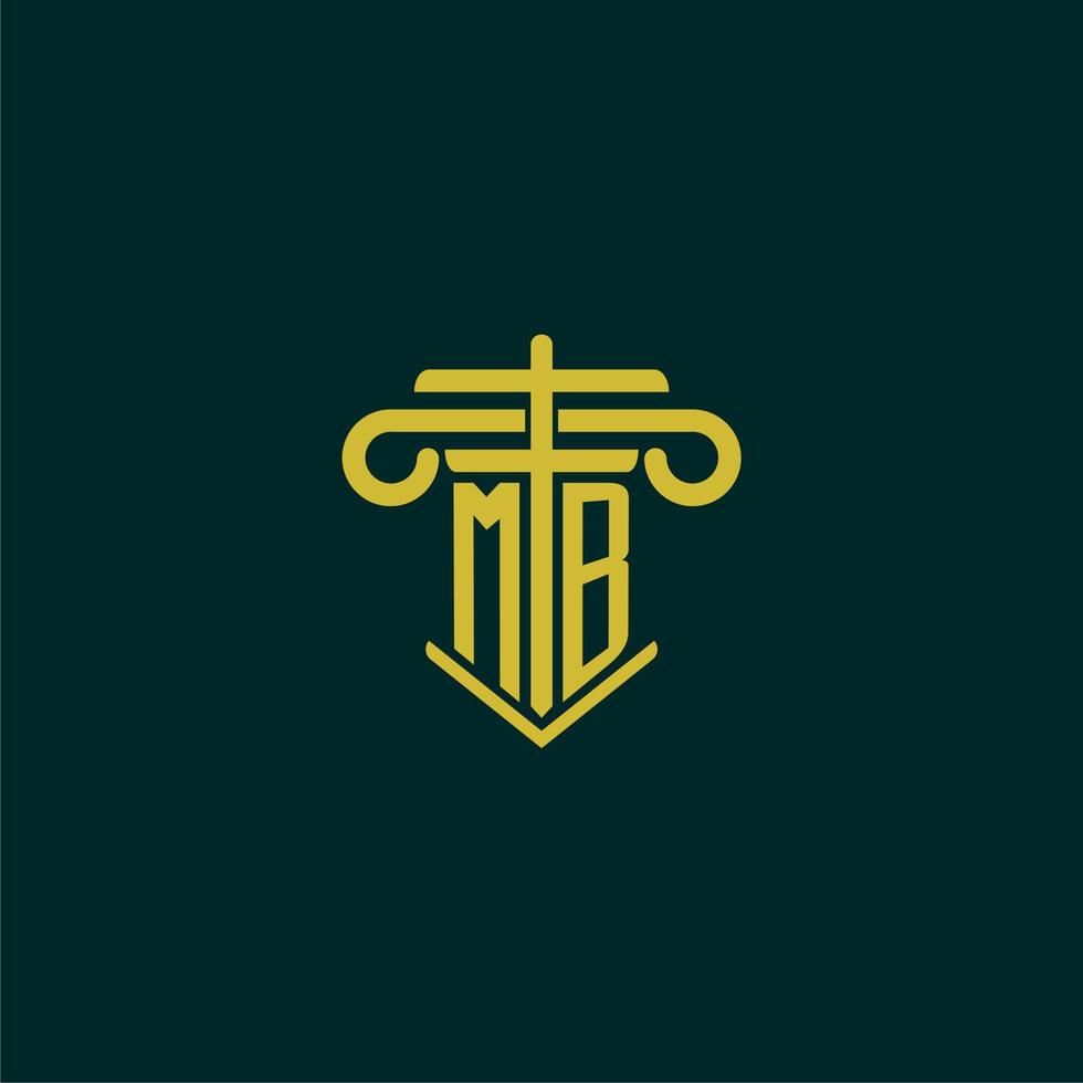 MB initial monogram logo design for law firm with pillar vector image