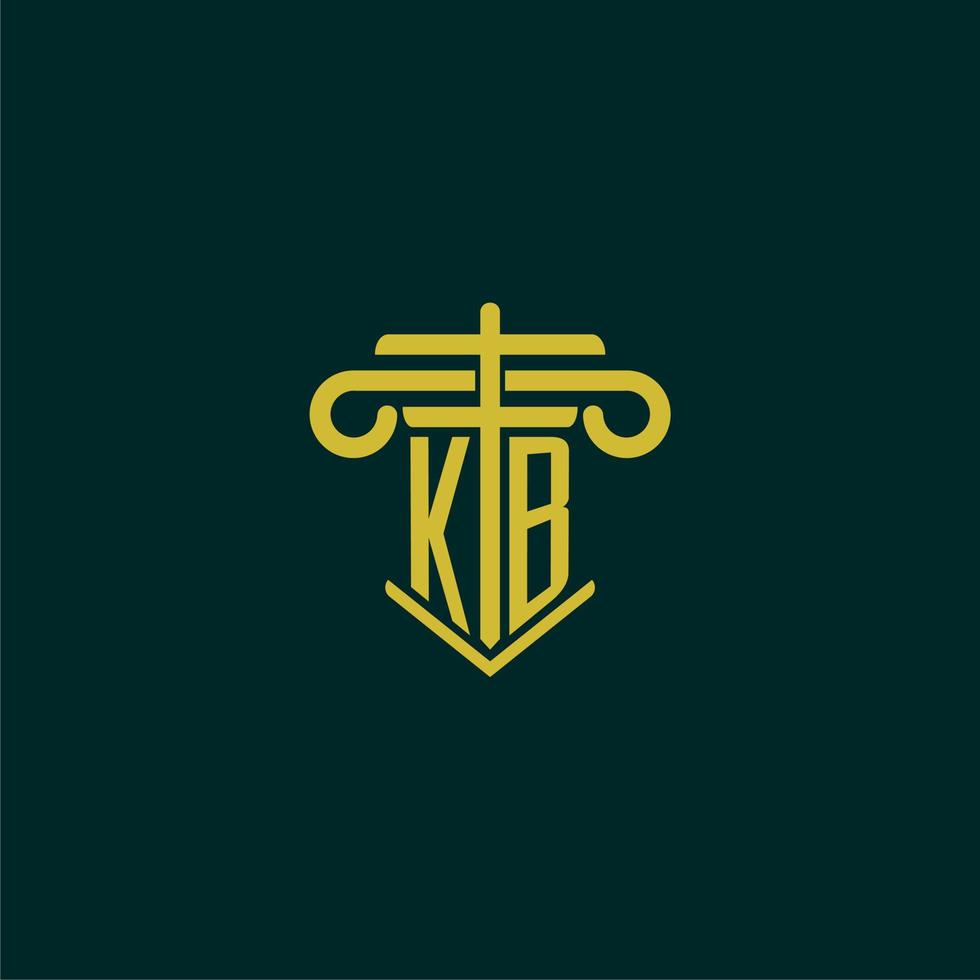 KB initial monogram logo design for law firm with pillar vector image
