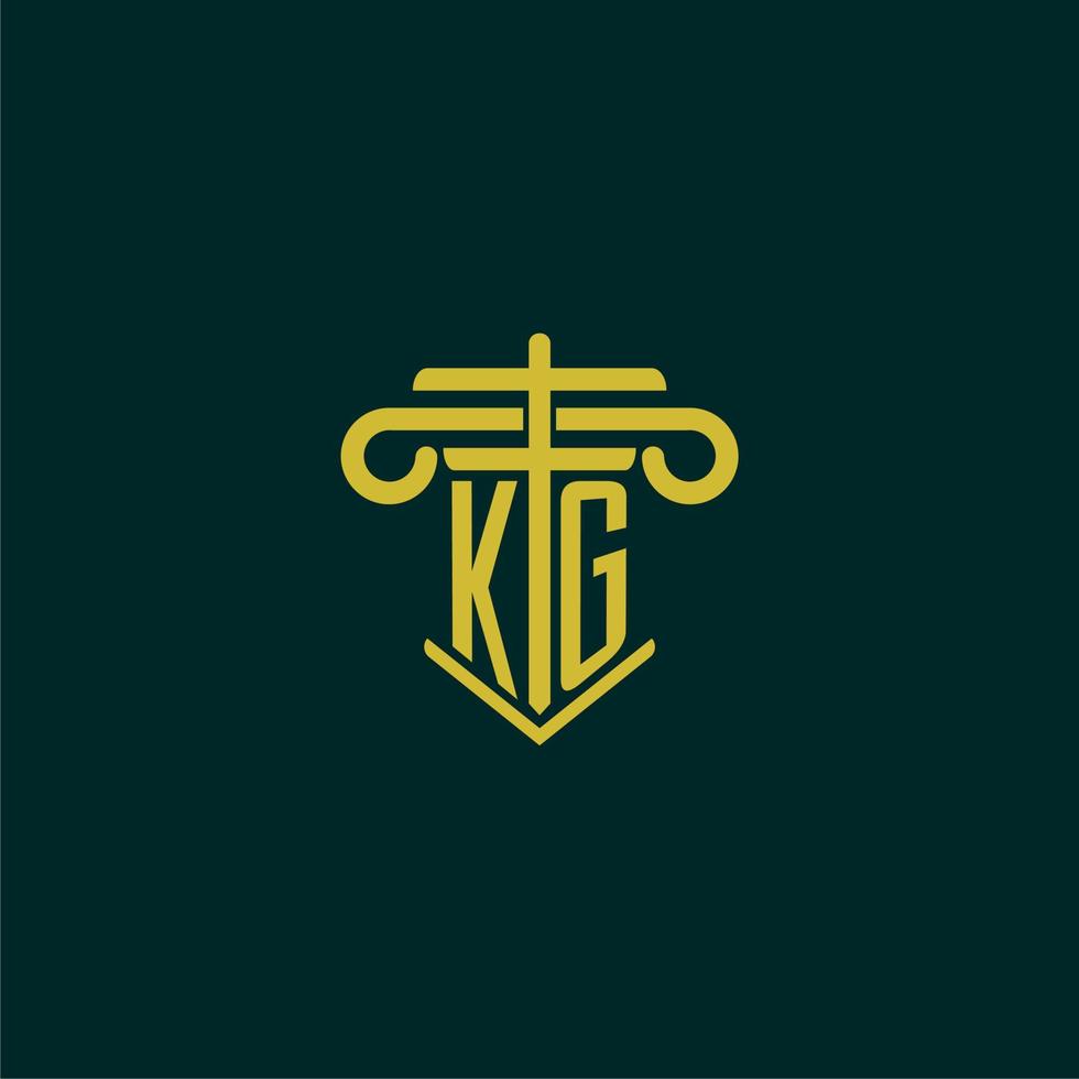 KG initial monogram logo design for law firm with pillar vector image