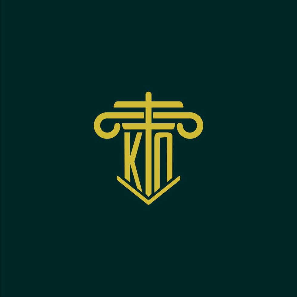 KN initial monogram logo design for law firm with pillar vector image