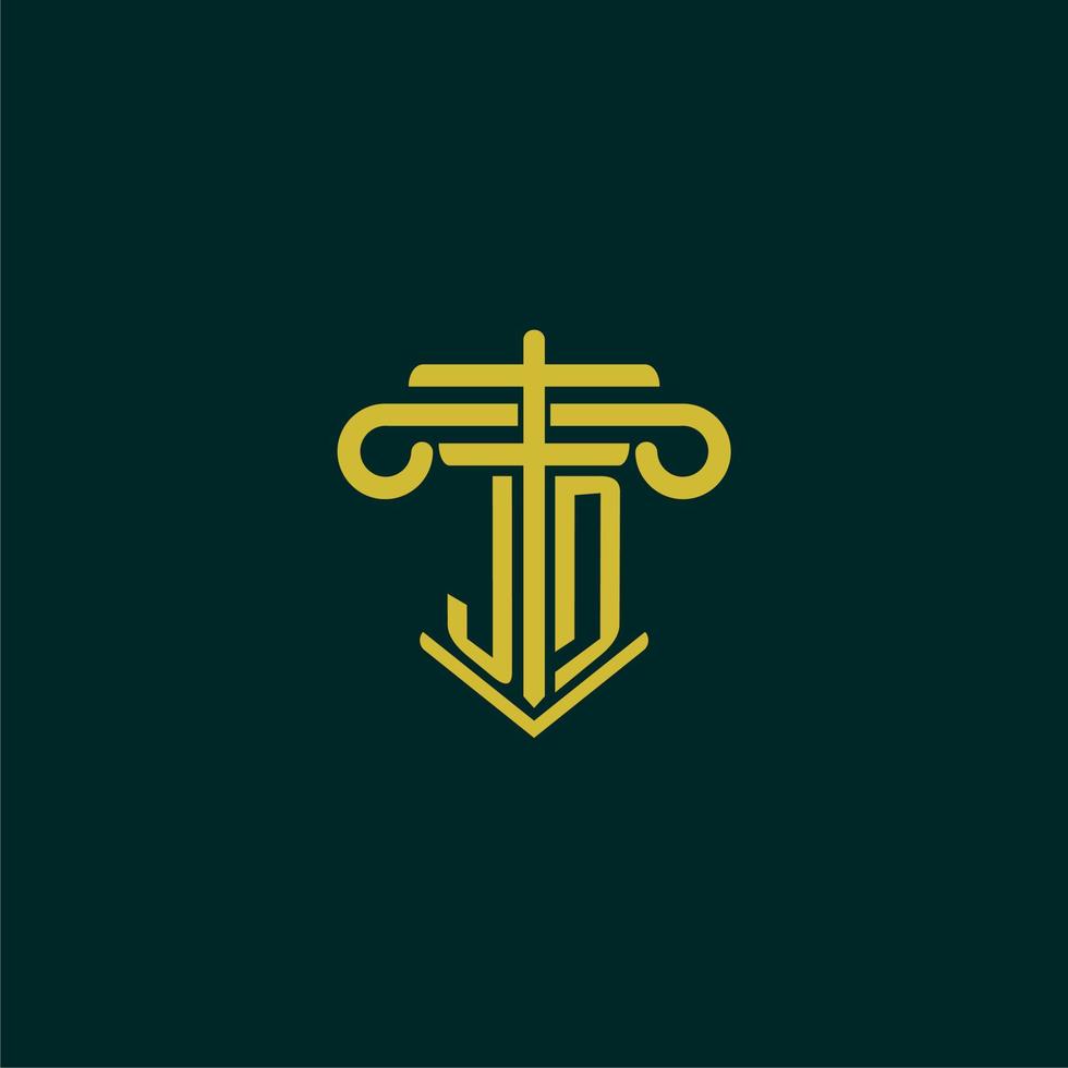 JD initial monogram logo design for law firm with pillar vector image