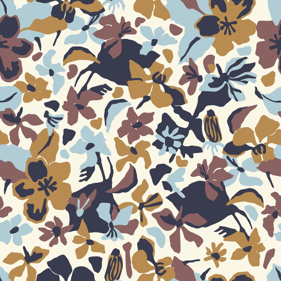 Vector Abstract flower illustration seamless repeat pattern