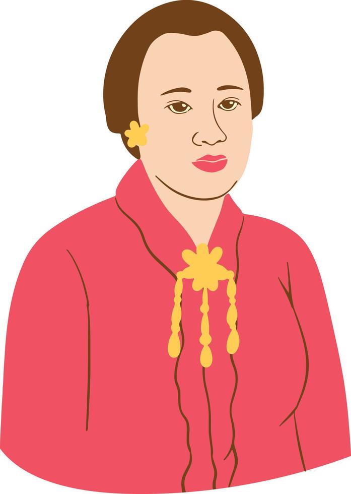 Realistic kartini portrait illustration vector