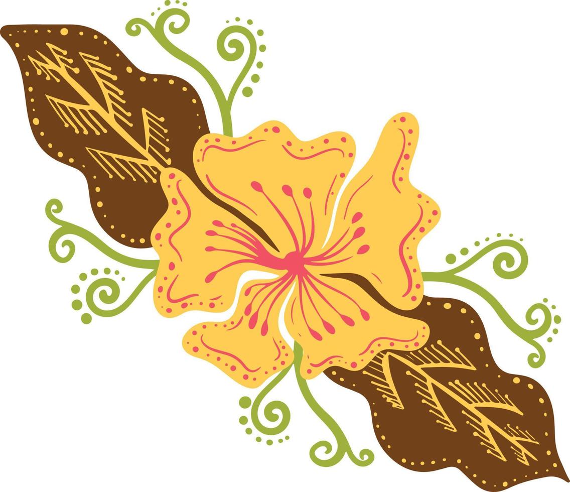 Batik flower decoration illustration vector