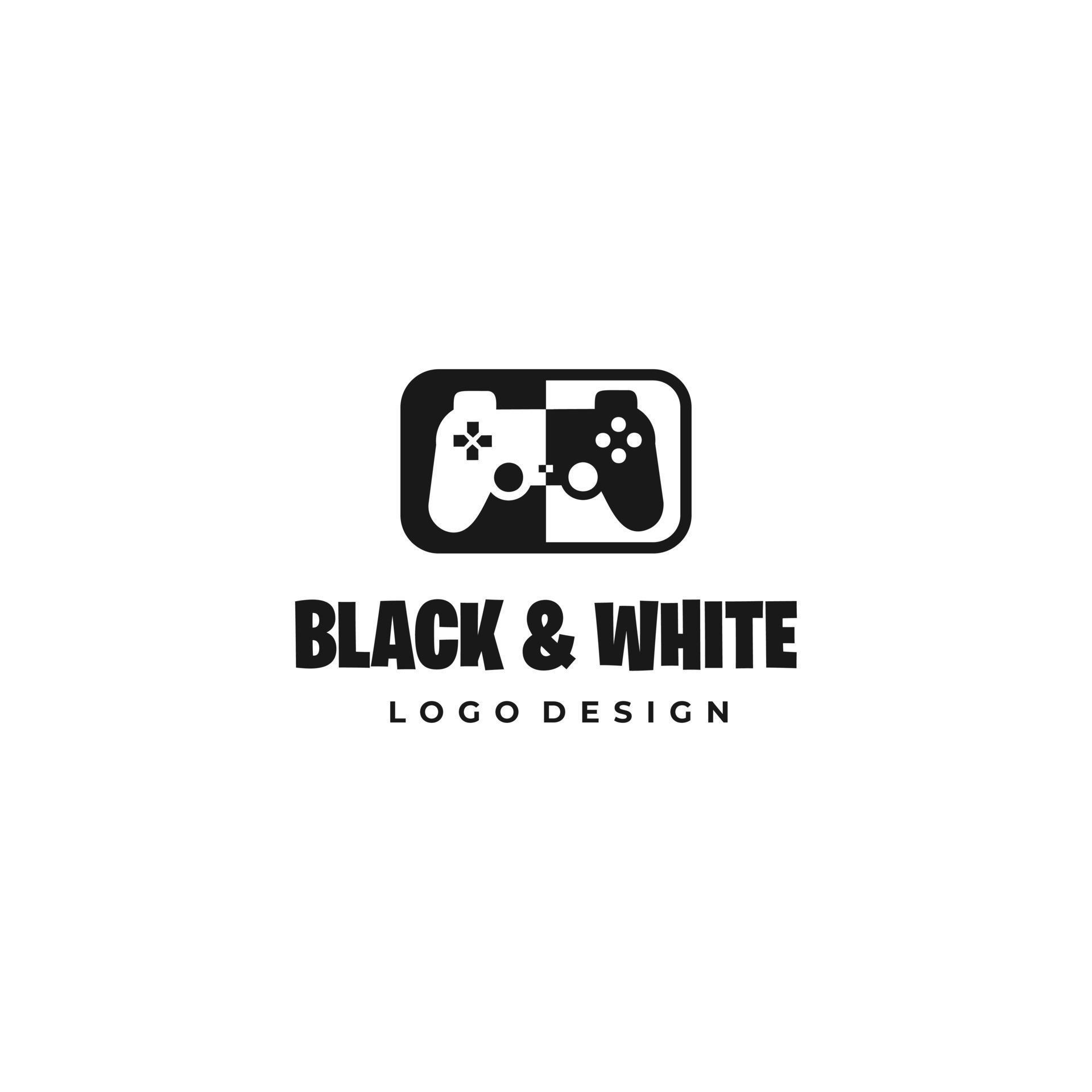 black and white gamer logo design, creative controller game logo icon
