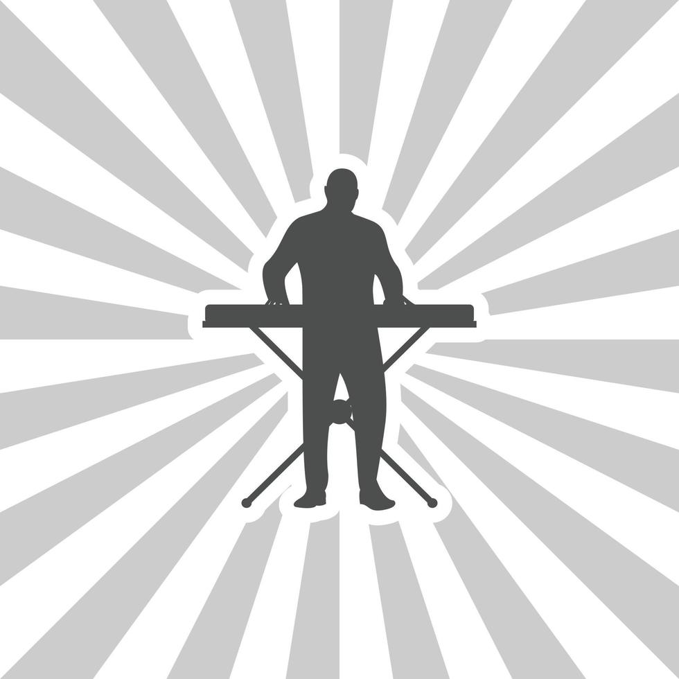 silhouette man playing on synthesizer icon template vector