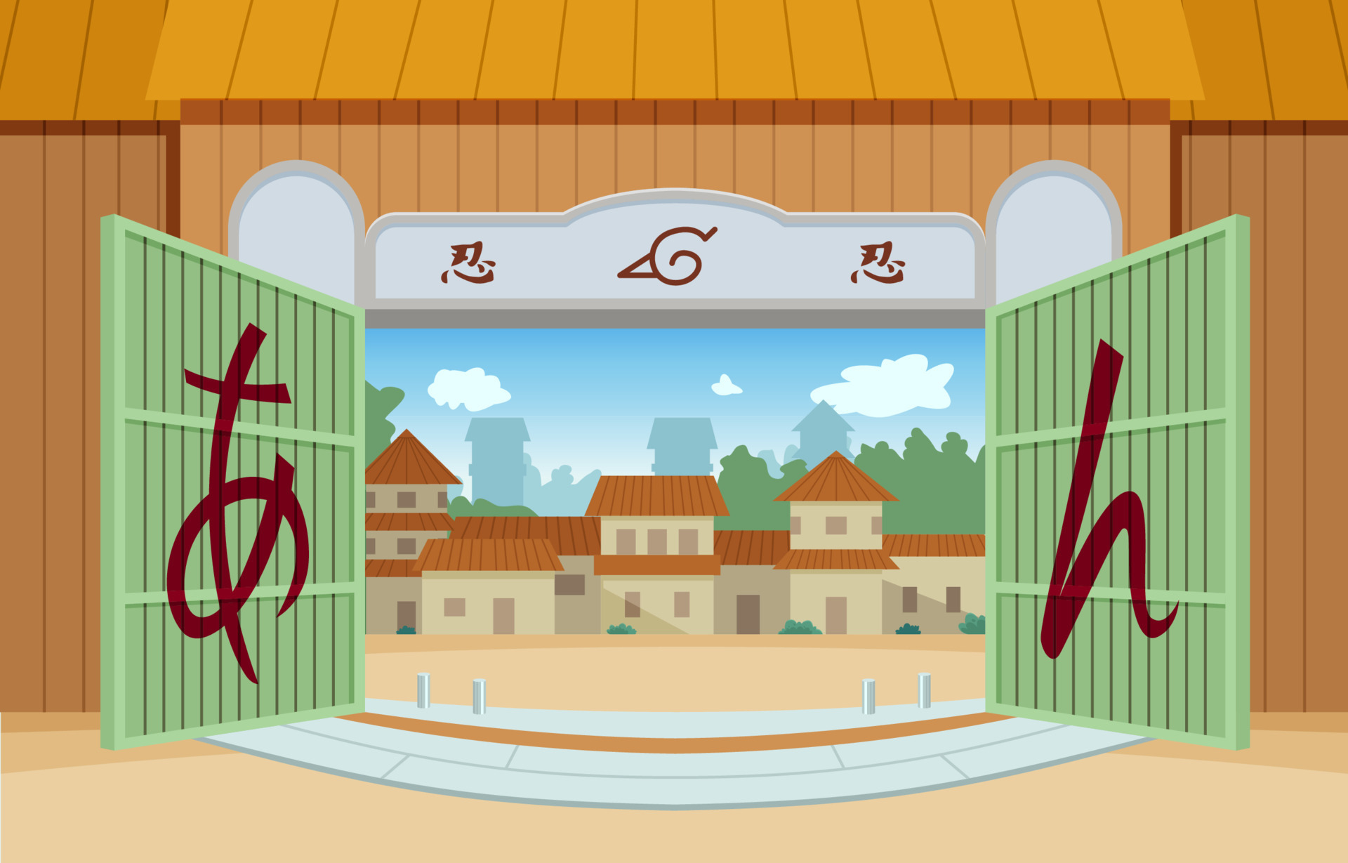 Traditional Ninja Village with Town Scape Background 21522472 Vector