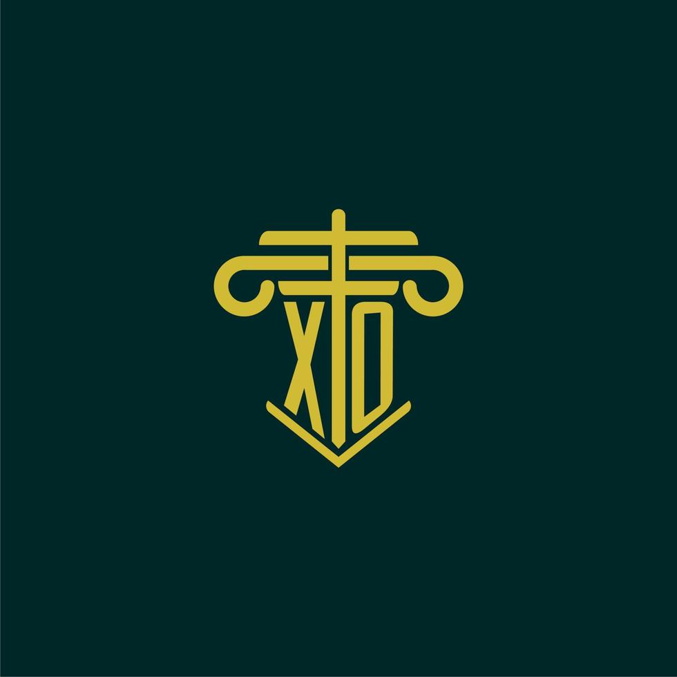 XO initial monogram logo design for law firm with pillar vector image