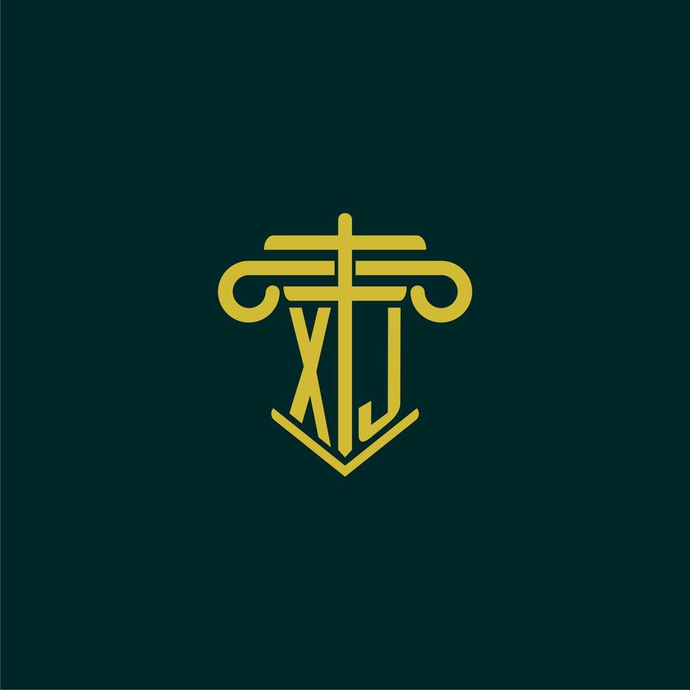 XJ initial monogram logo design for law firm with pillar vector image