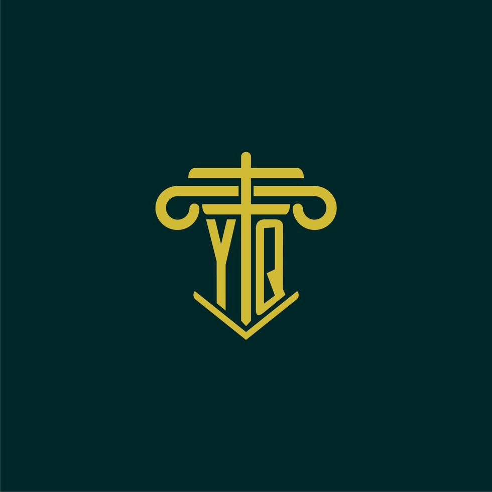 YQ initial monogram logo design for law firm with pillar vector image