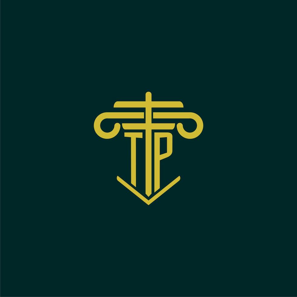 TP initial monogram logo design for law firm with pillar vector image