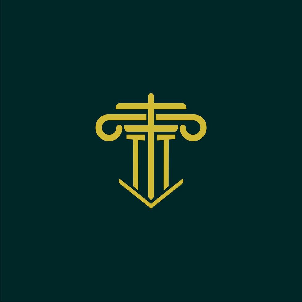 TT initial monogram logo design for law firm with pillar vector image