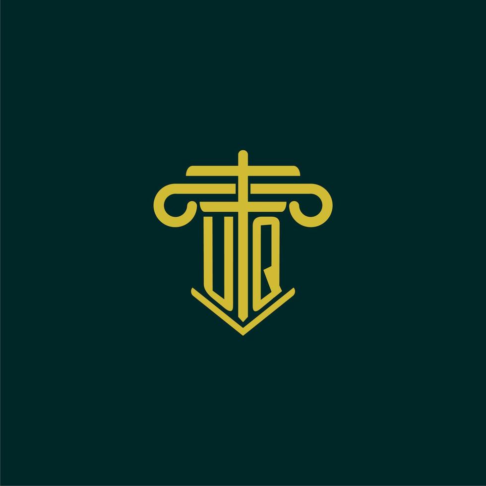 UQ initial monogram logo design for law firm with pillar vector image