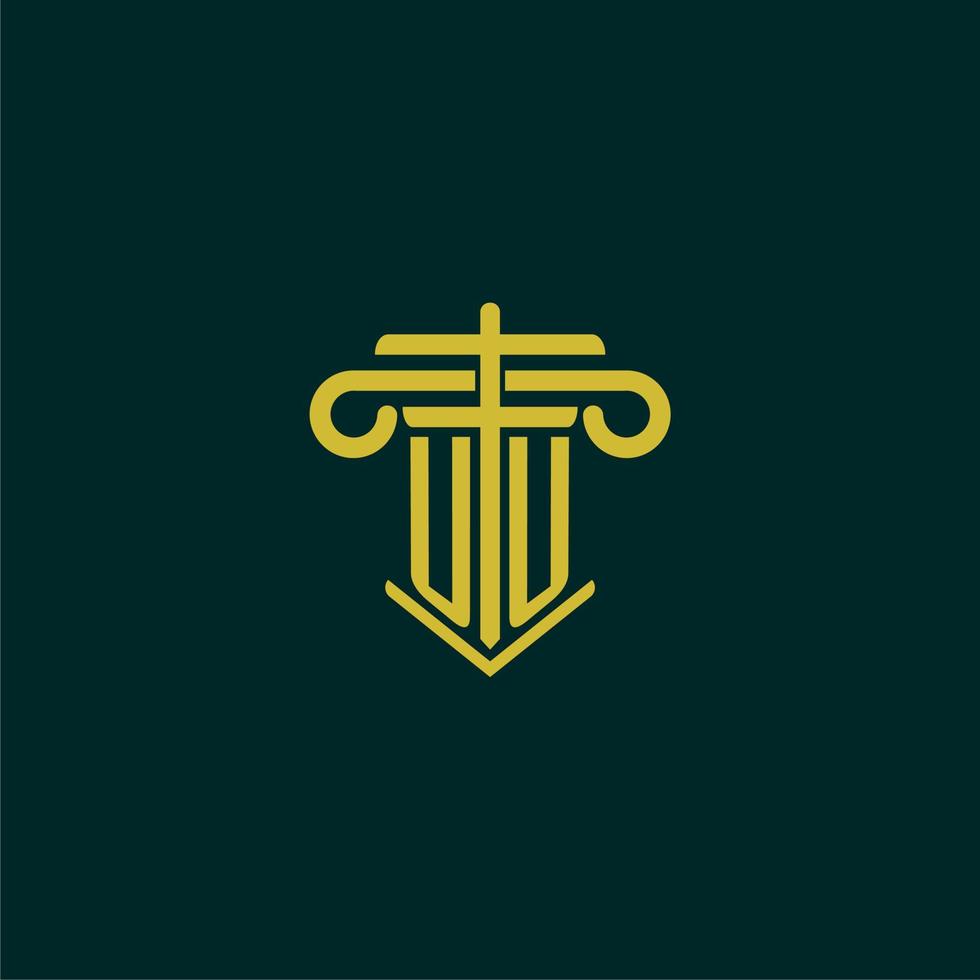 UU initial monogram logo design for law firm with pillar vector image