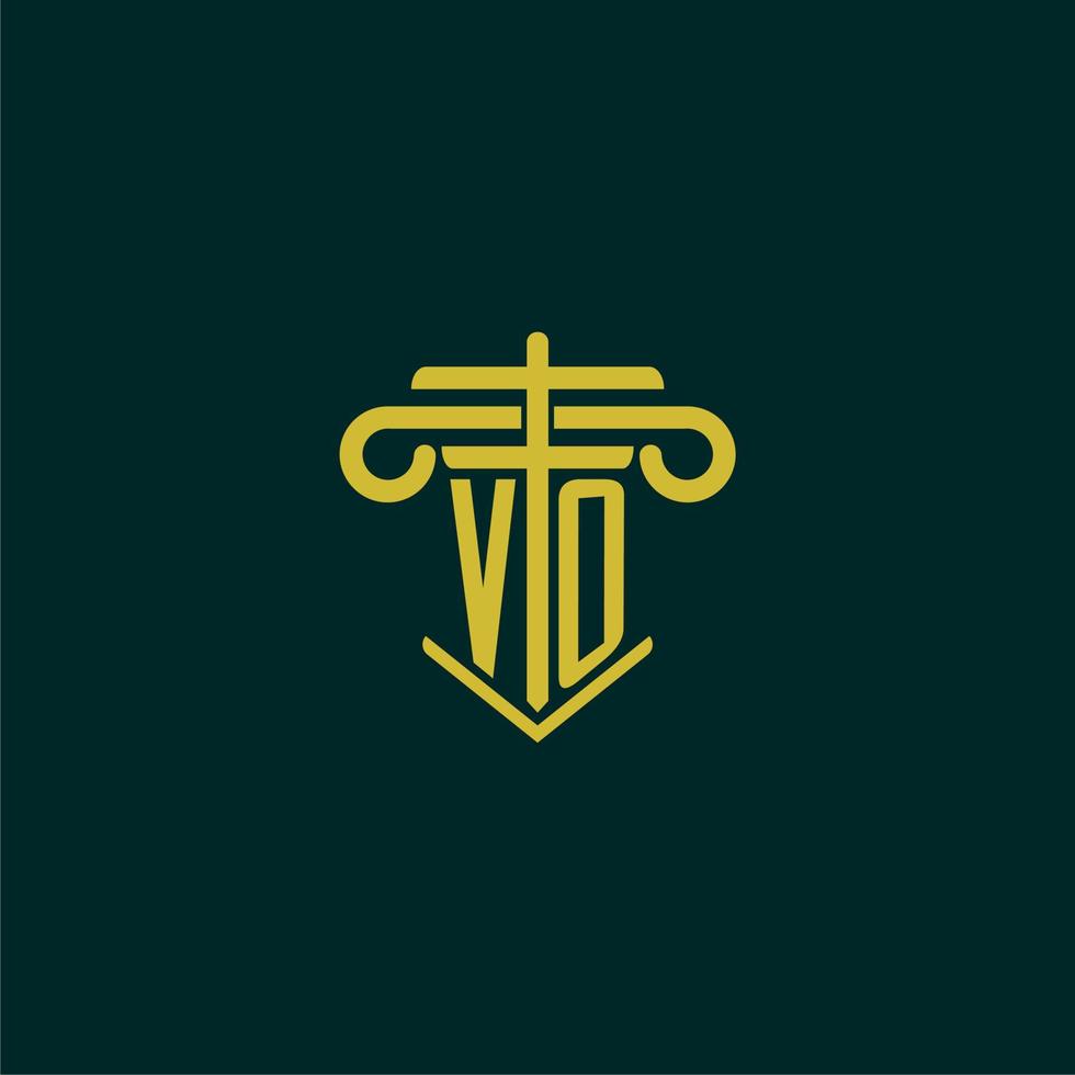 VO initial monogram logo design for law firm with pillar vector image