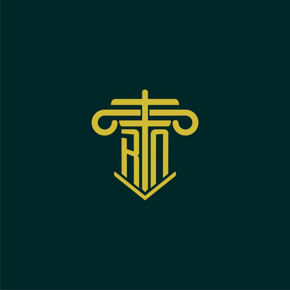 RN initial monogram logo design for law firm with pillar vector image
