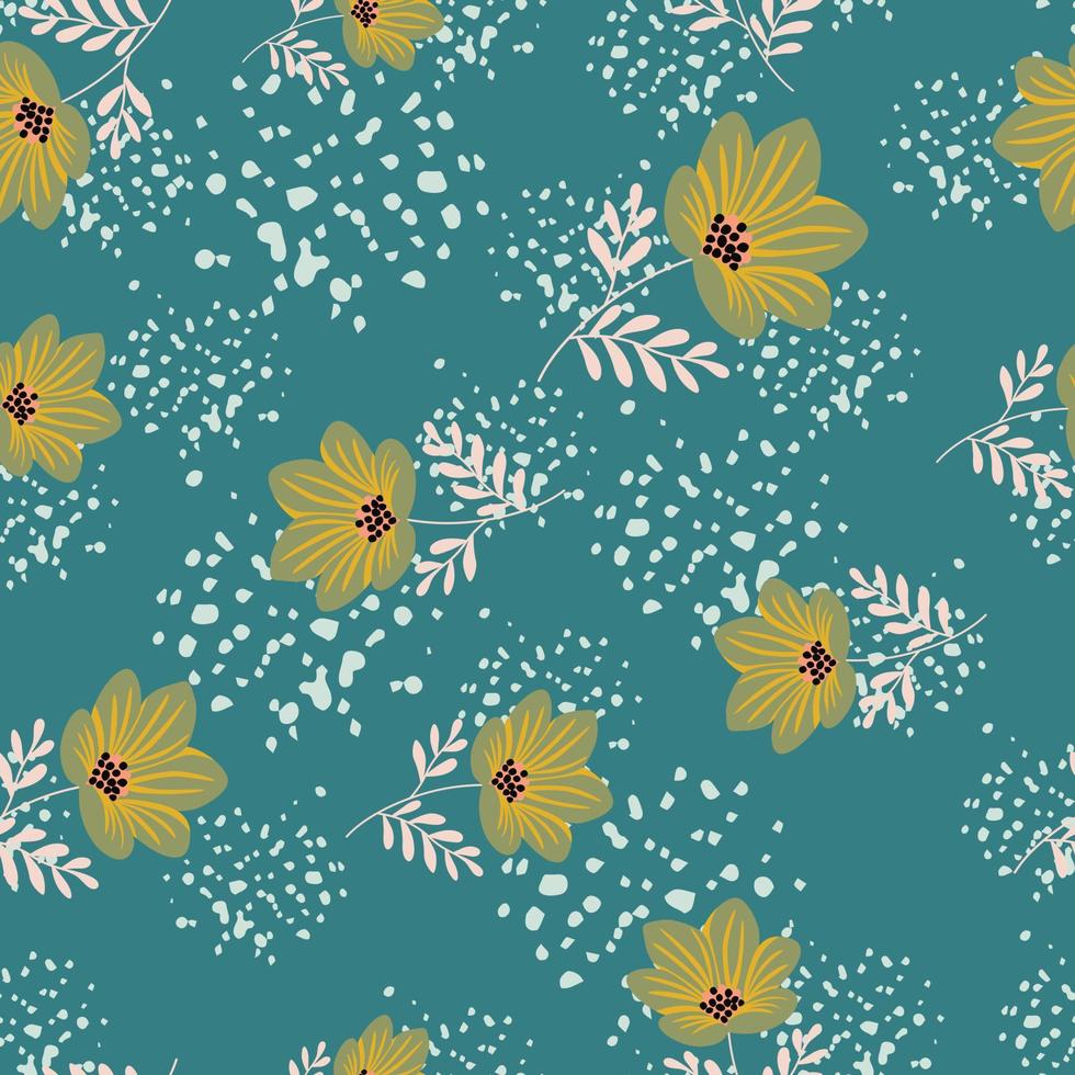 Flower stylized seamless pattern. Cute botanical illustration. Abstract floral background. vector