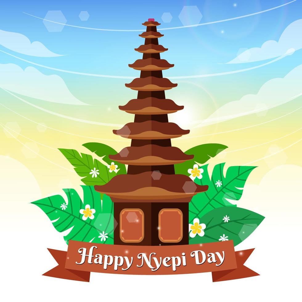 Nyepi temple bali's day of silence vector