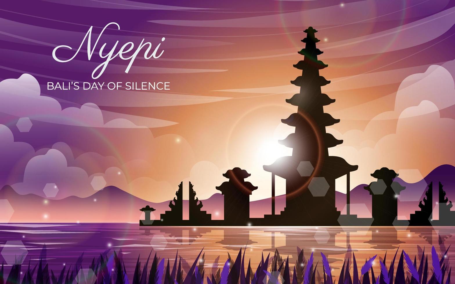 Nyepi Day Silhouette Landscape vector