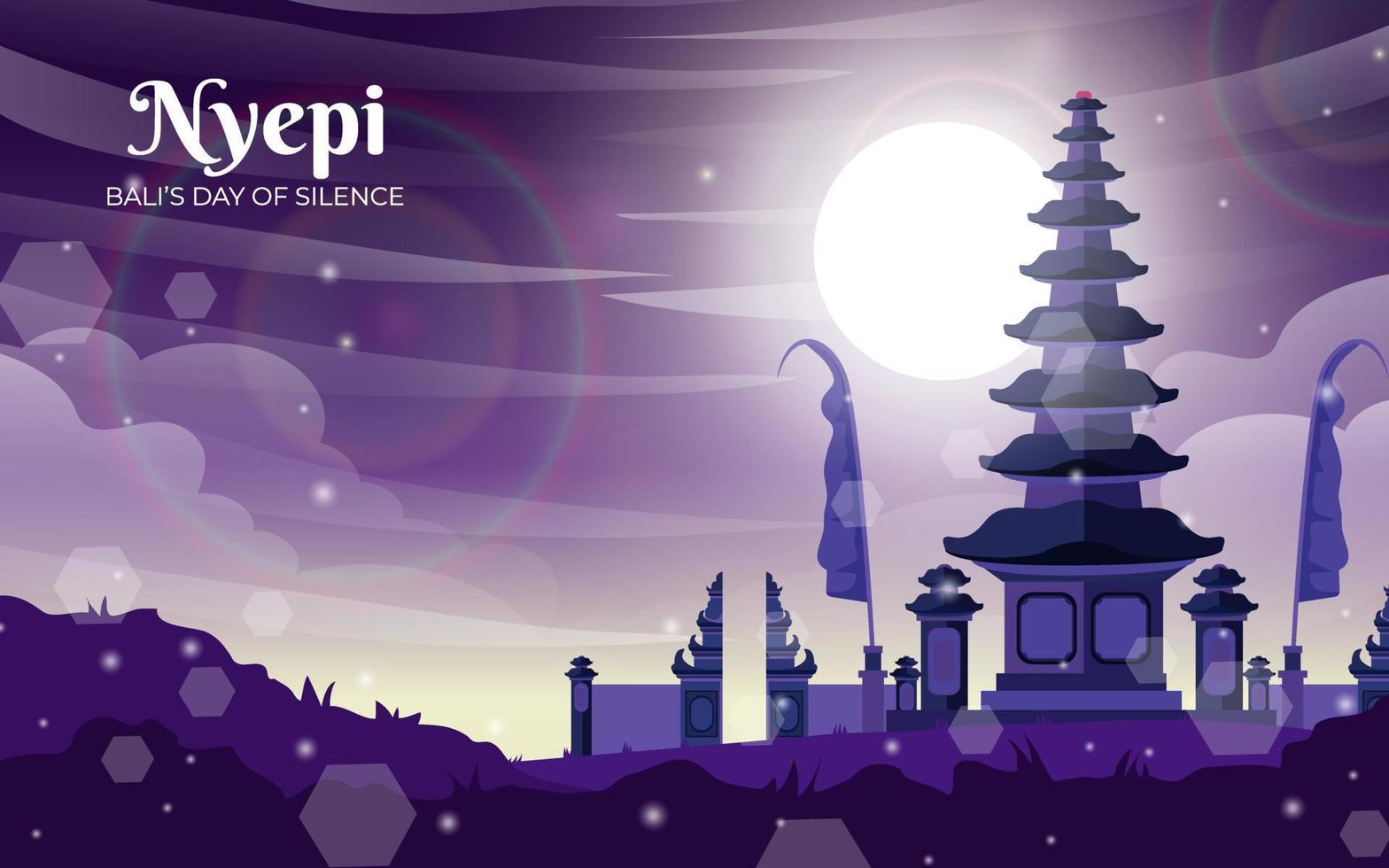 nyepi día silueta paisaje vector