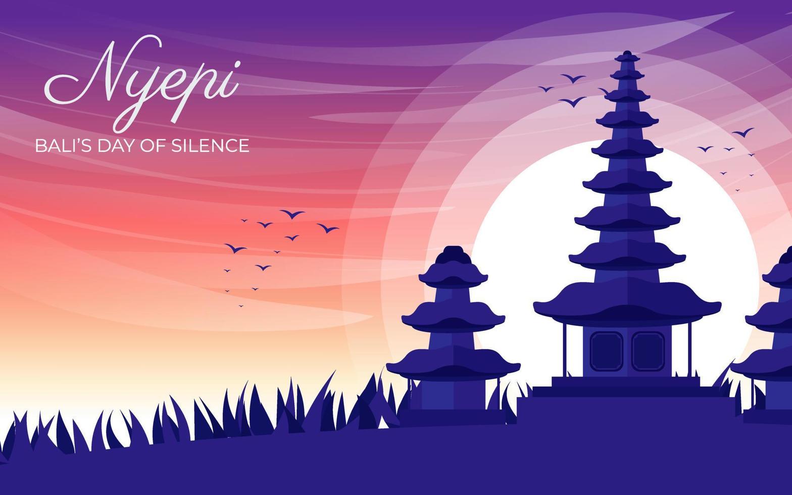 nyepi día silueta paisaje vector