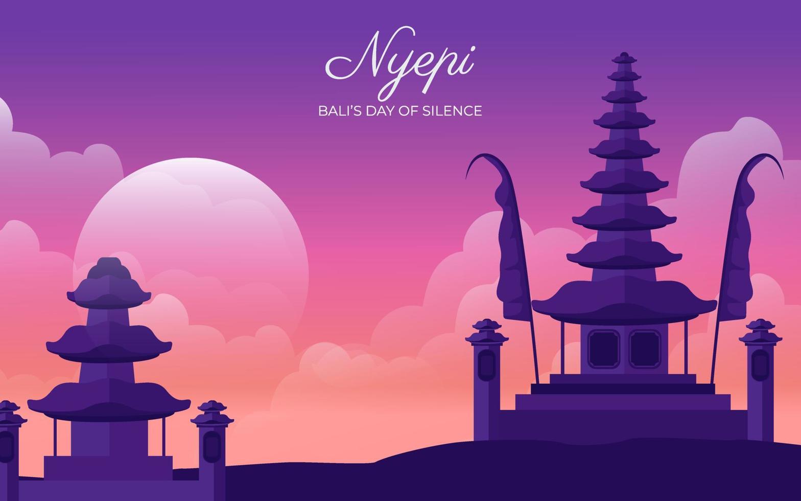 Nyepi Day Silhouette Landscape vector