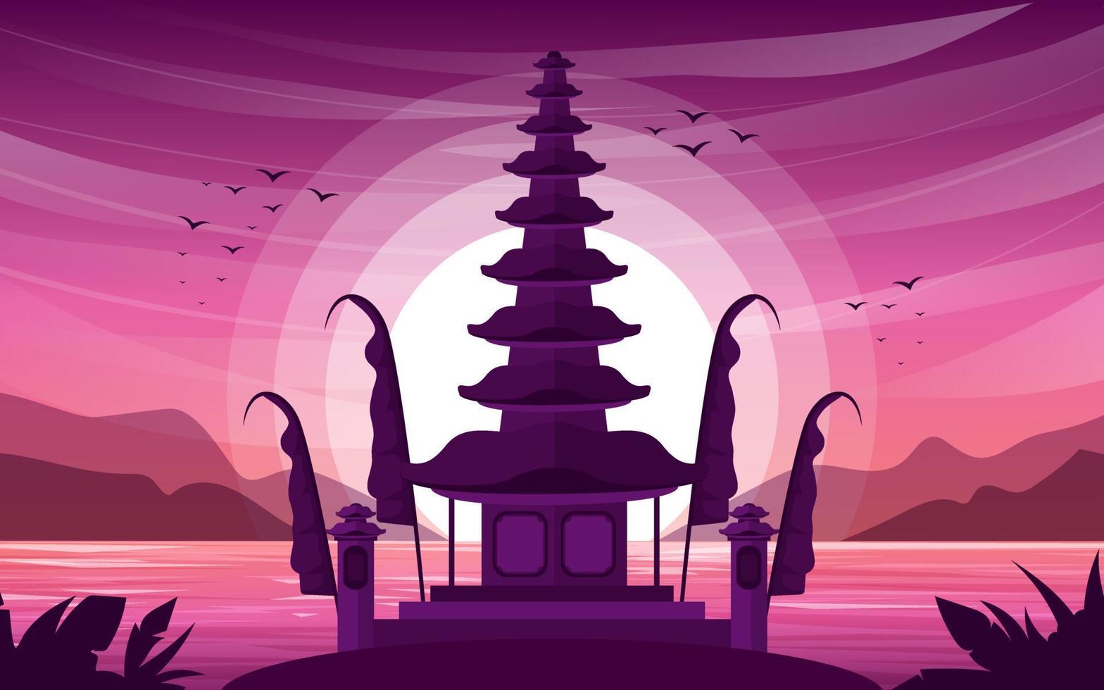 nyepi día silueta paisaje vector