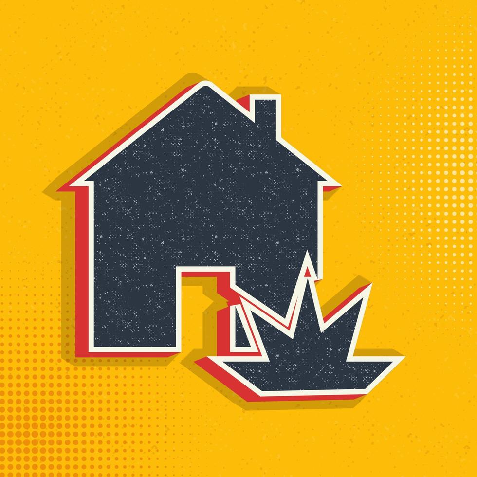 Explosion, home, house, insurance pop art, retro icon. Vector illustration of pop art style on retro background