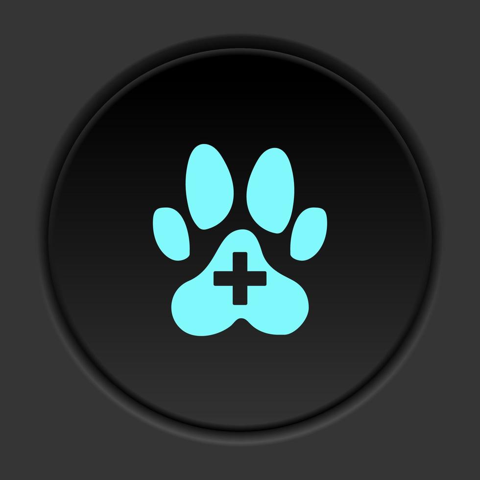 Round button icon Veterinarian. Button banner round badge interface for application illustration on dark background vector
