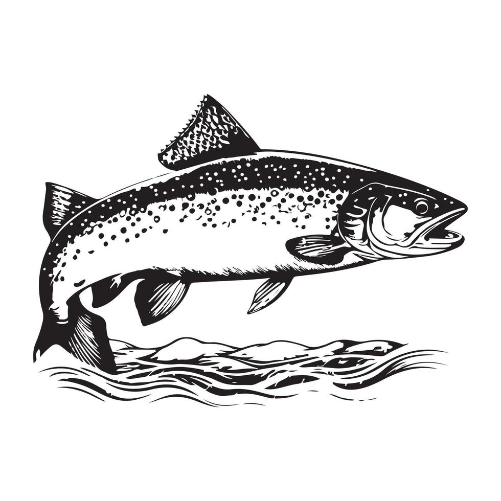 Salmon bass fish icon isolated on white background. Logo design element, label, emblem, mark, brand mark vector illustration
