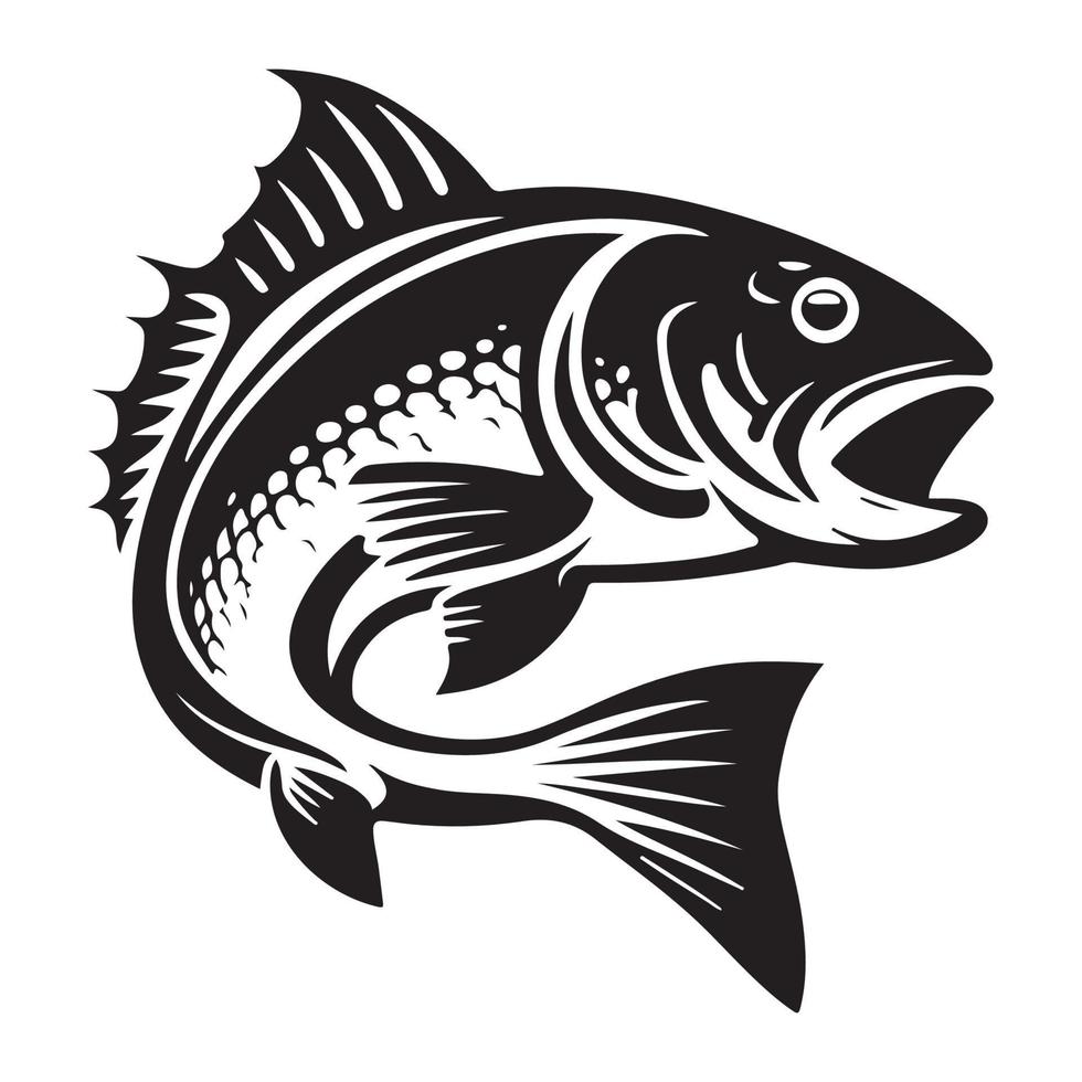 Salmon bass fish icon isolated on white background. Logo design element, label, emblem, mark, brand mark vector illustration