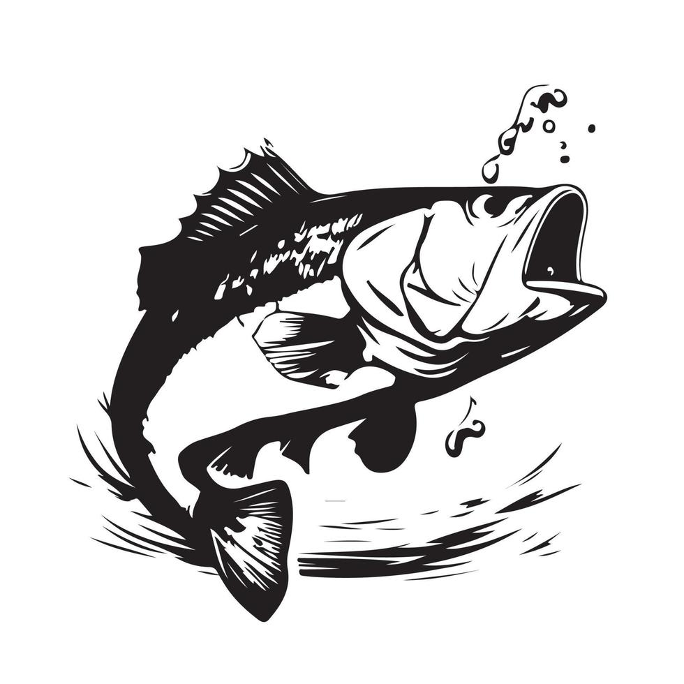 Salmon bass fish icon isolated on white background. Logo design element