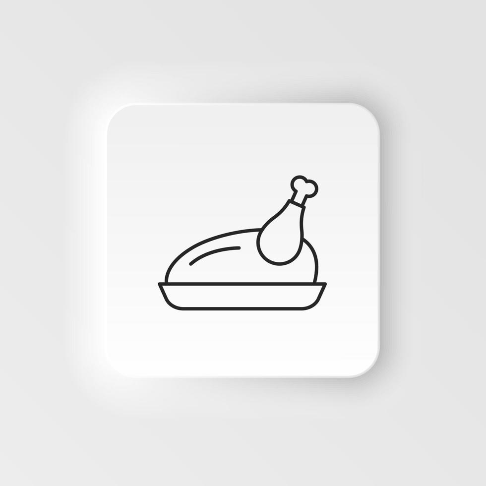 Neumorphic style food and drink vector icon. Traditional food, turkey, chicken icon suitable for info graphics, websites and print media on neumorphism white background