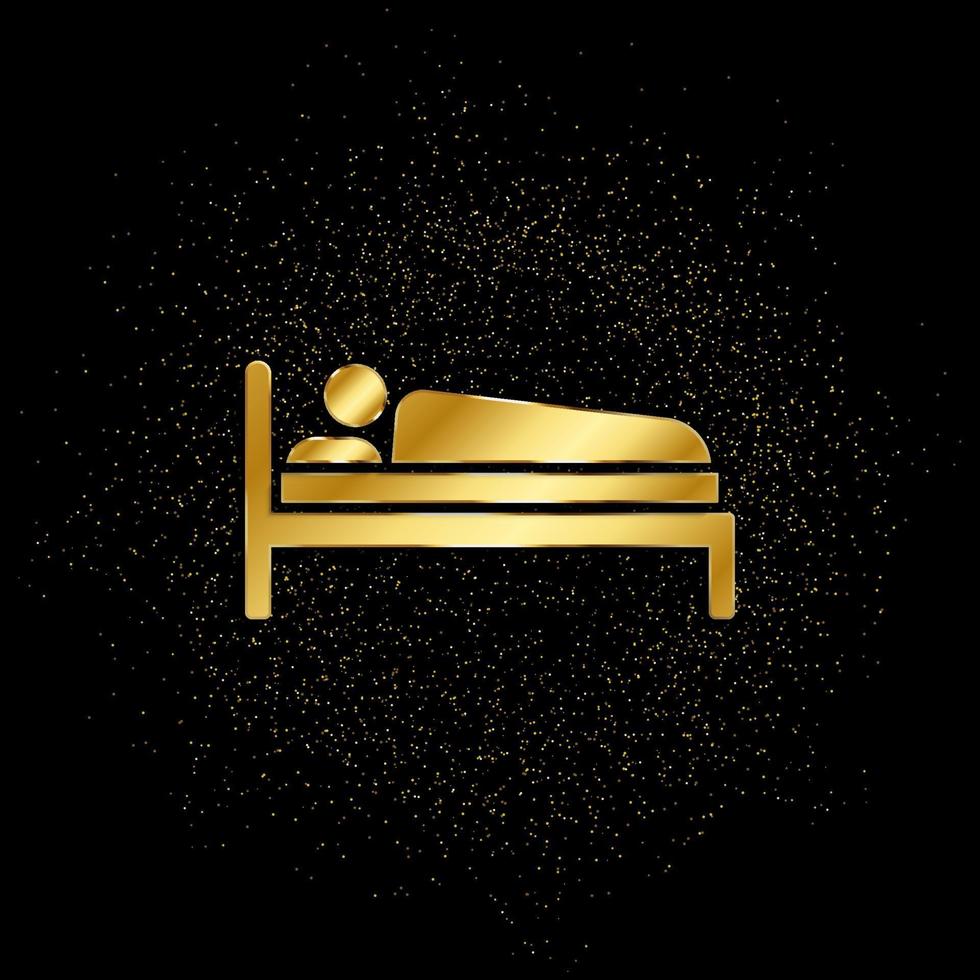 Man, sleep gold, icon. Vector illustration of golden particle on gold vector background