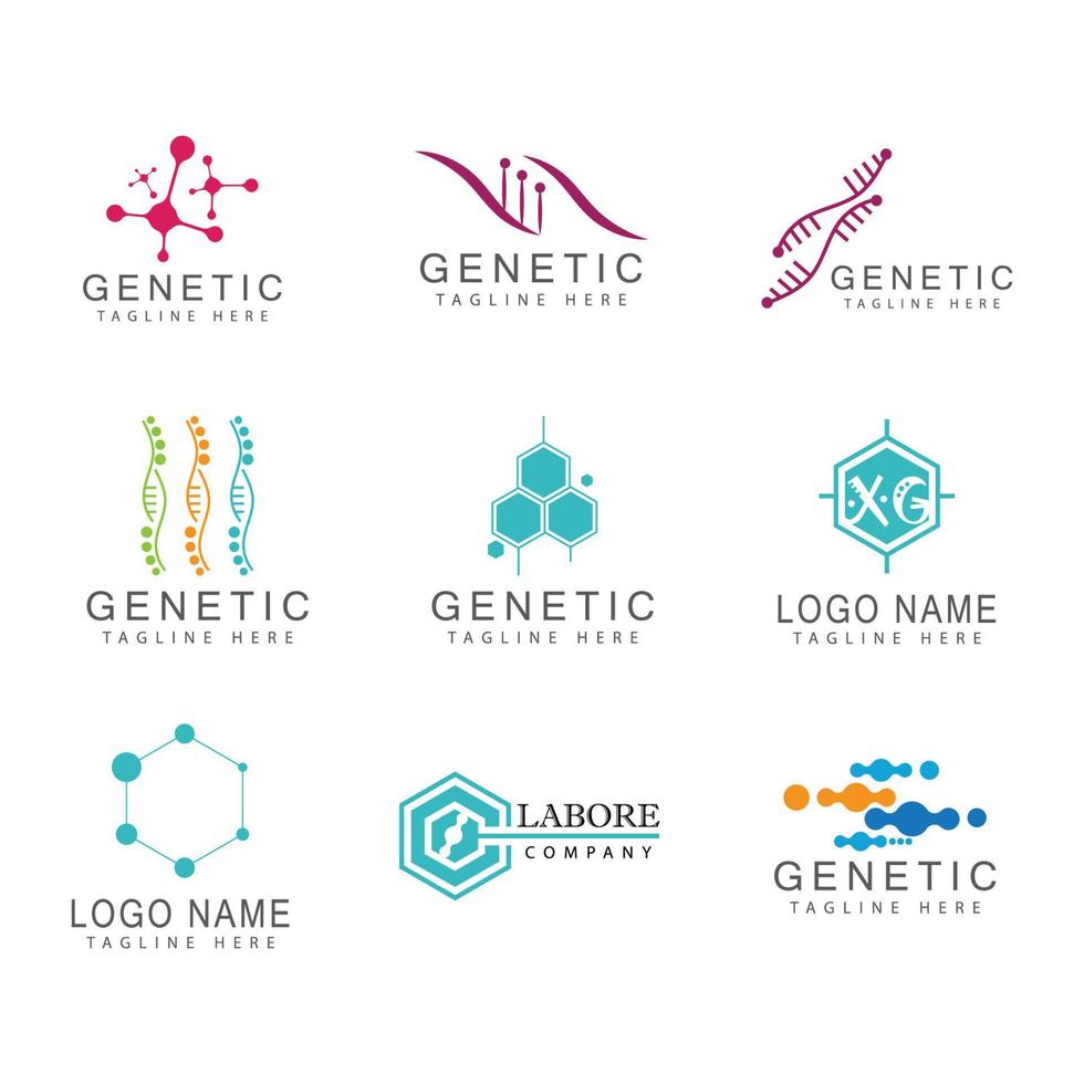 DNA gene Logo Template vector symbol illustration